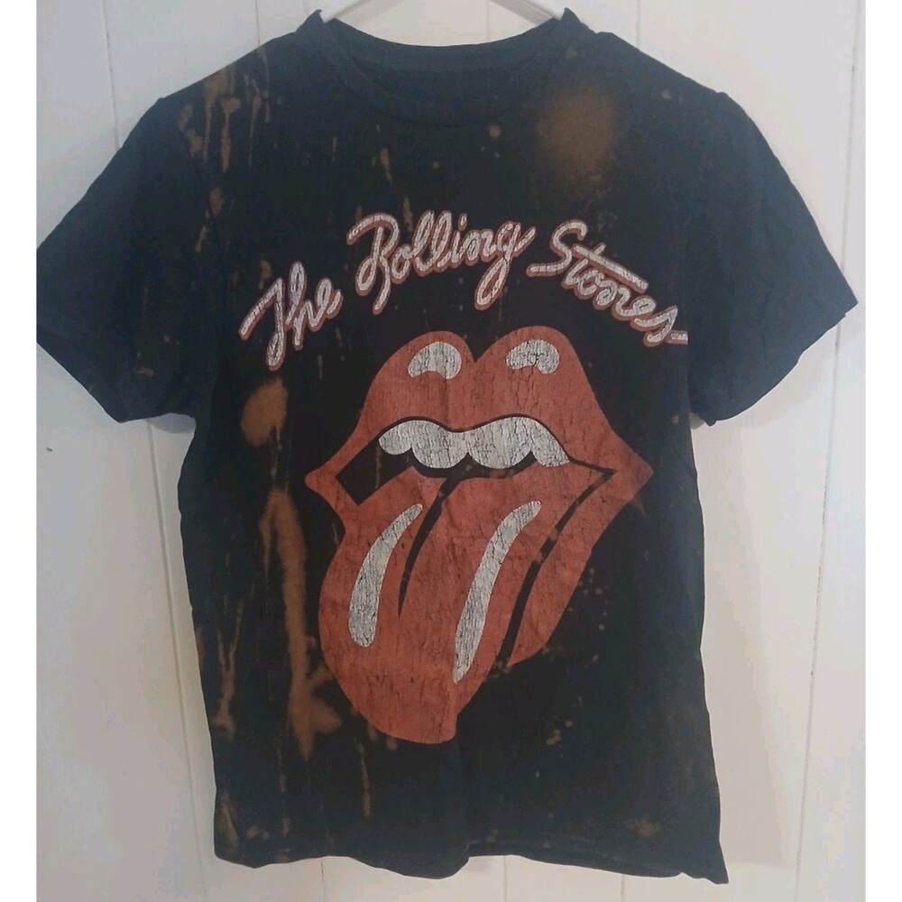 Rolling Stones Band Tee Distressed Bleached Thrashed  Size Medium